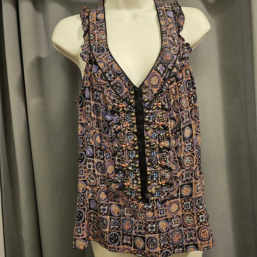 Nanette Lepore Sleeveless 100%Silk Top Size 8